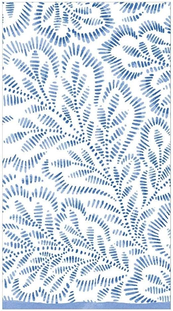 Caspari Block Print Leaves Paper Guest Towel Napkins in Blue, 15 Per Package | Amazon (US)