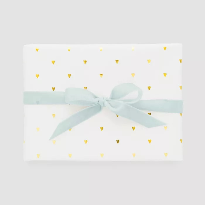 White with Gold Tiny Hearts Gift Wrap, Single Roll - Sugar Paper™ | Target