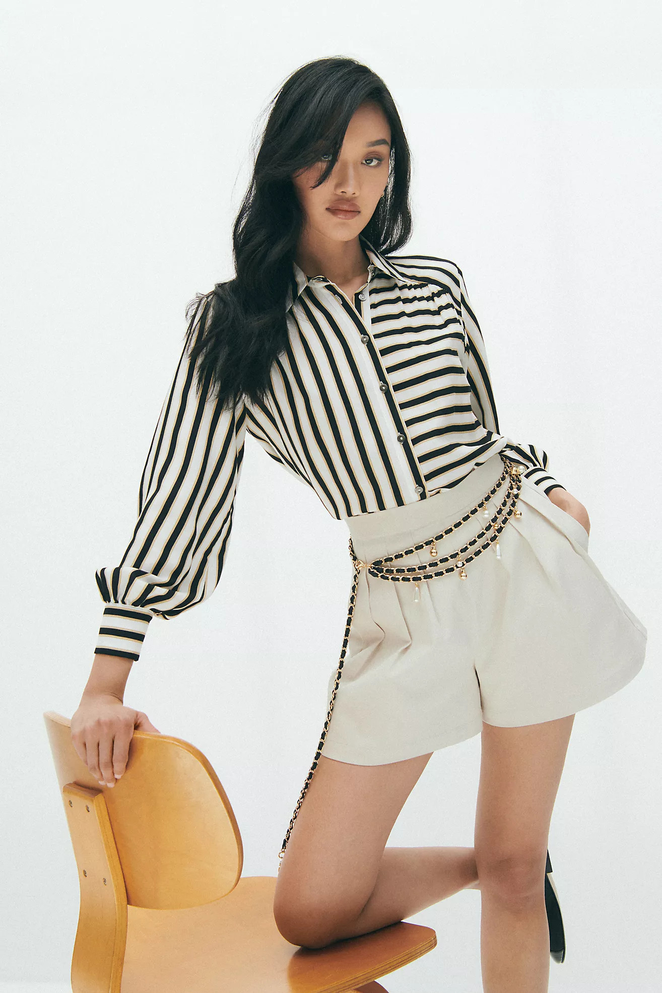 Maeve Silky Striped Buttondown | Anthropologie (US)