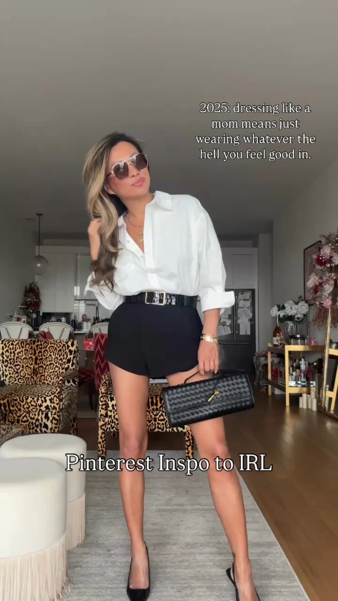 Pinterest Inspo. Spring outfit, white button down, black shorts. Amazon sunglasses, pumps, clutch. All linked. Size small button down. Size medium in the Amanda Uprichard shorts  

#LTKWatchNow #LTKStyleTip #LTKOver40