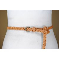 80S 44'' Skinny Brown Woven Braided Belt For Women | Etsy (US)