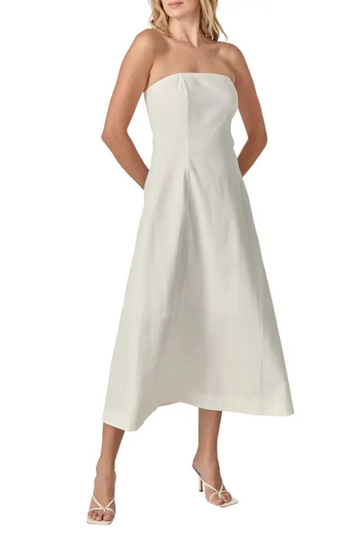 Endless Rose Strapless Linen Dress in White at Nordstrom, Size Small | Nordstrom