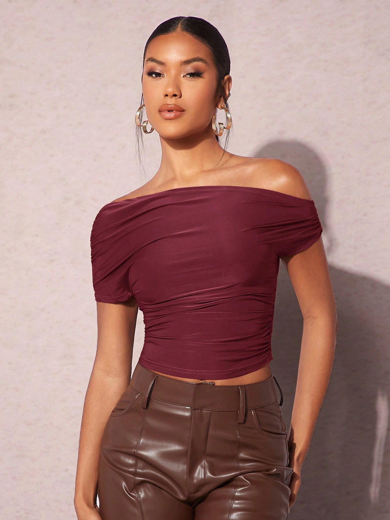 SHEIN BAE Women'S Off-Shoulder Pleated Top | SHEIN USA | SHEIN