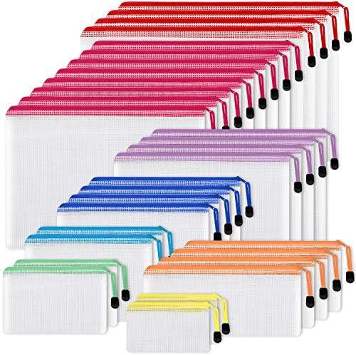 EOOUT 30pcs Mesh Zipper Pouch, Document Bag, 8 Assorted Size, 8 Colors, Waterproof, Plastic Zip F... | Amazon (US)