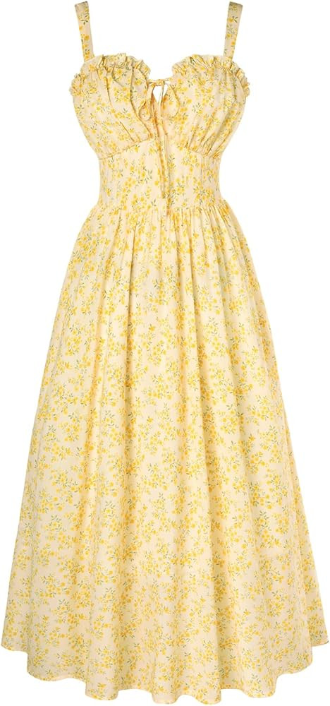 SCARLET DARKNESS Damen Sommerkleid Lang \u00c4rmellos Blumendruck Chiffonkleid Spaghettitr\u00e4g... | Amazon (DE)
