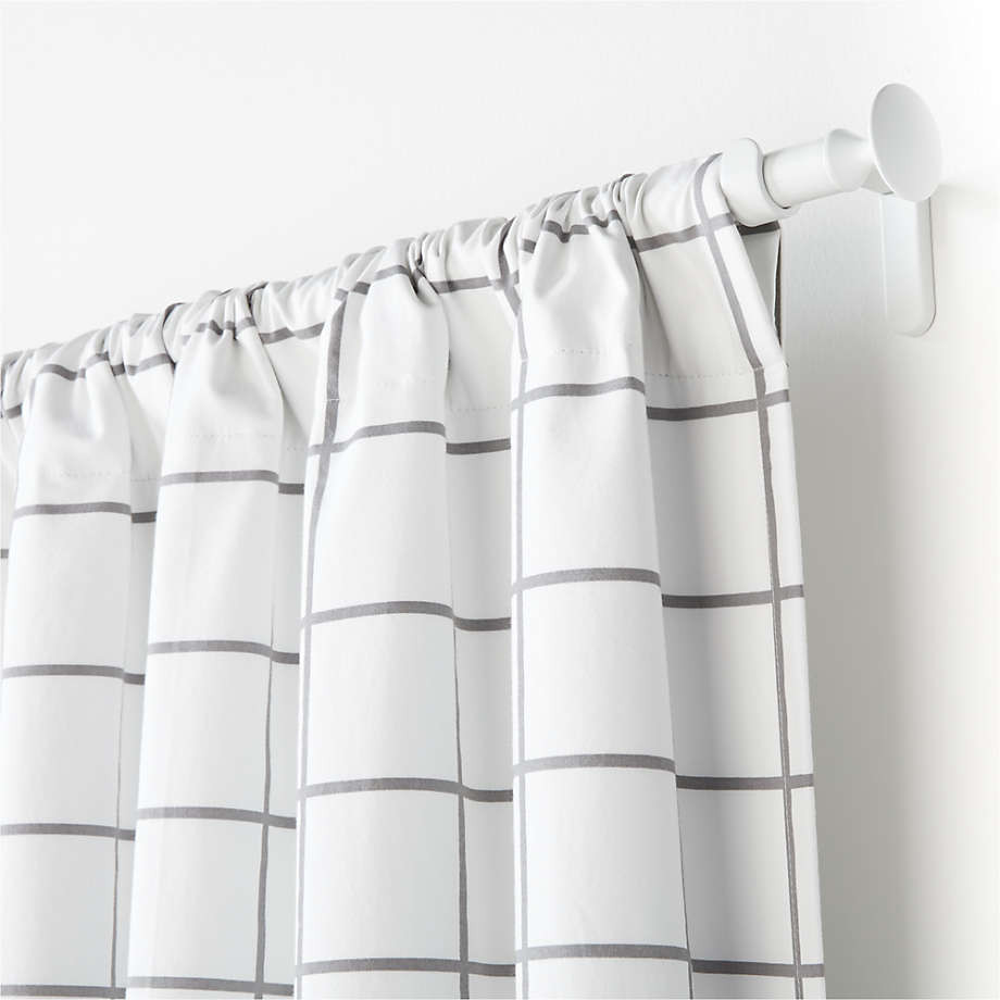 Grey Grid 63" Curtain Panel | Crate & Barrel