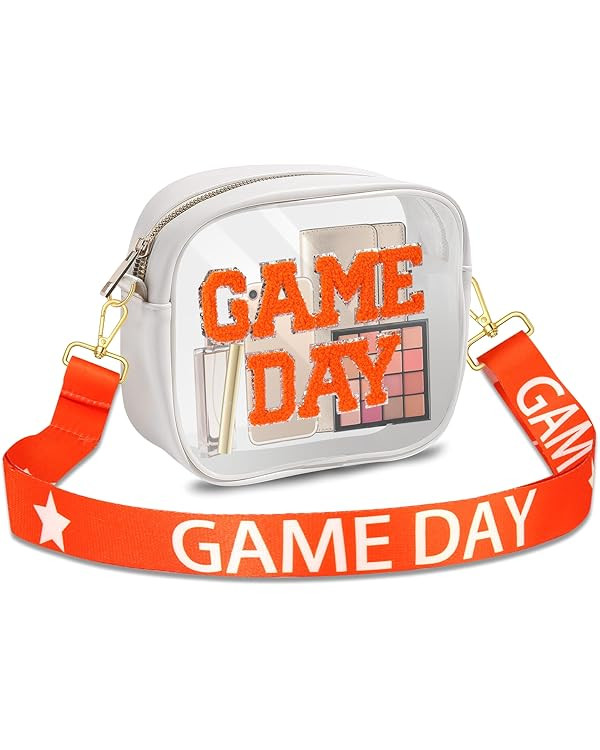 Game Day Clear Bag for Stadium Events with Letter Patches Stadium Approved Clear Crossbody Purse ... | Amazon (US)