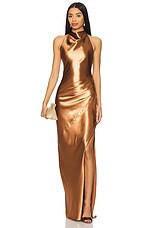 Lovers and Friends Kamiah Gown in Copper Brown from Revolve.com | Revolve Clothing (Global)