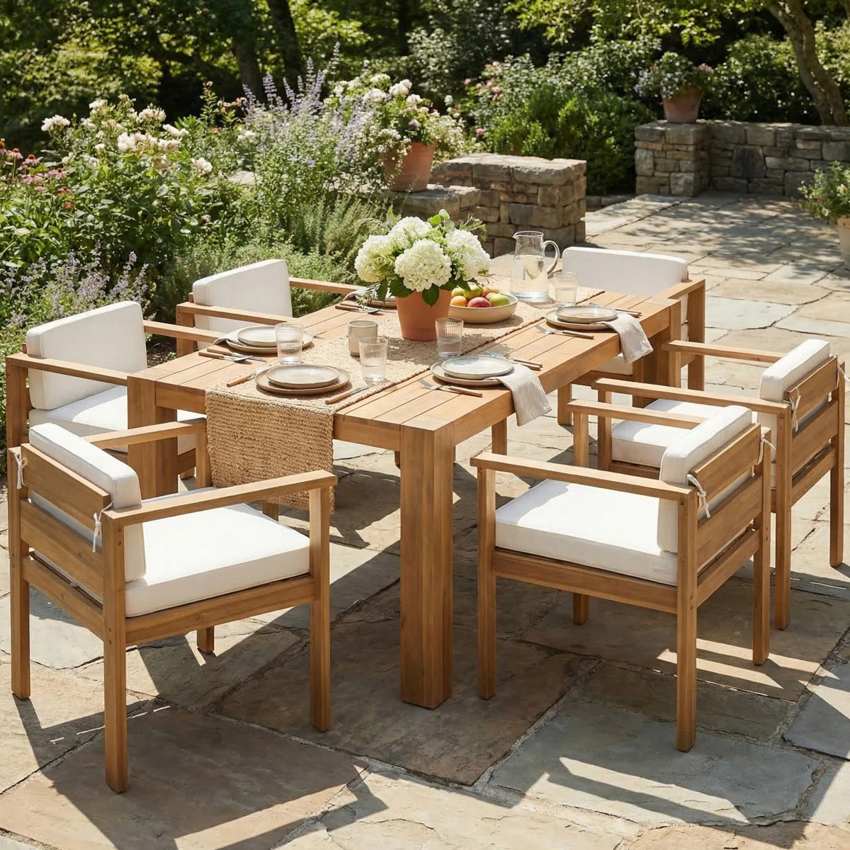 7-Piece Patio Dining Set for 6, Outdoor Furniture Sets with Rectangle Table, Patio Table and Chai... | Wayfair North America