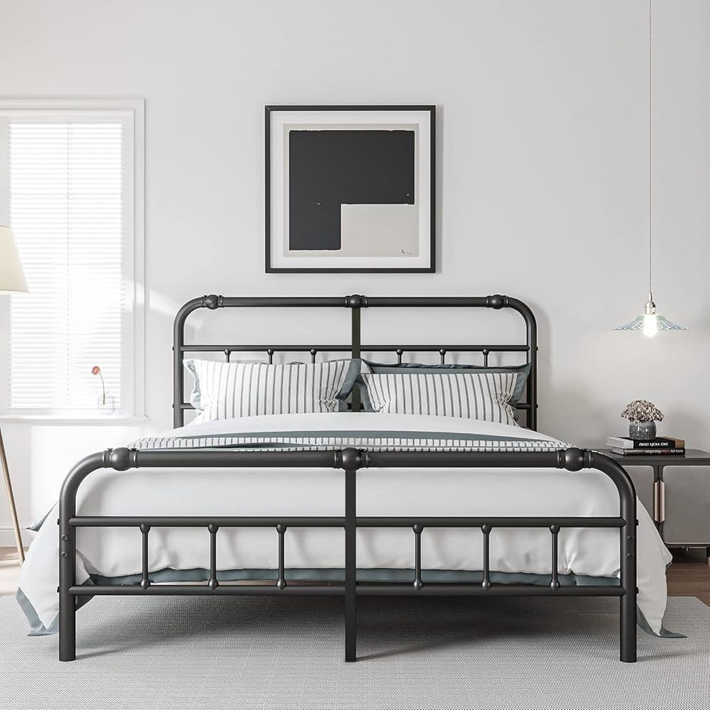 King Size Bed Frame with Headboard and Footboard, 18 Inches High, 3500 Pounds Heavy Duty Metal Sl... | Amazon (US)