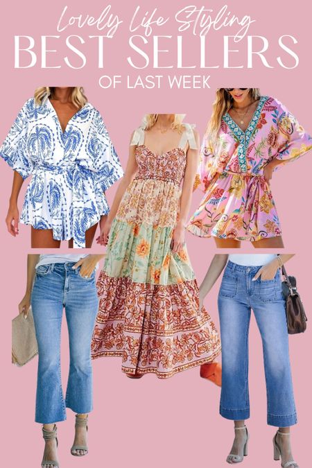 Top 5 best sellers from last week from Amazon. 
Amazon dress
Amazon romper 
Vacation outfits 
Crop flare jeans 
Jeans for petites 
Wide leg jeans 
Free people look for less 
Coverup 
Summer outfit 


#LTKStyleTip #LTKFindsUnder50 #LTKSeasonal