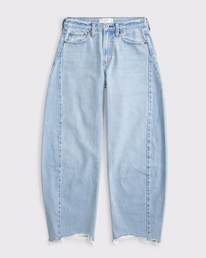 Women's Curve Love Mid Rise Barrel Jean | Women's Clearance | Abercrombie.com | Abercrombie & Fitch (US)