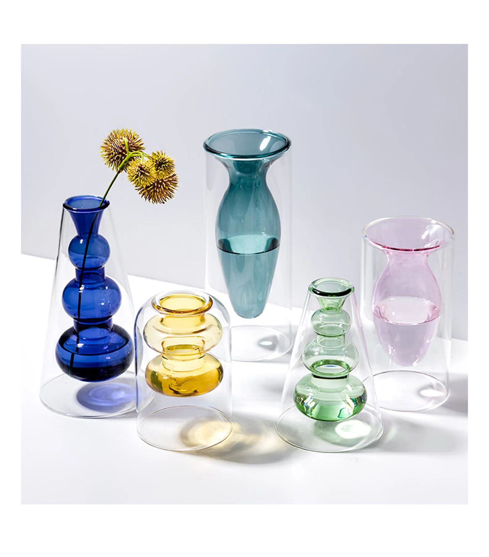 Bubble Glass Double Wall Bud Vases - Etsy | Etsy (US)