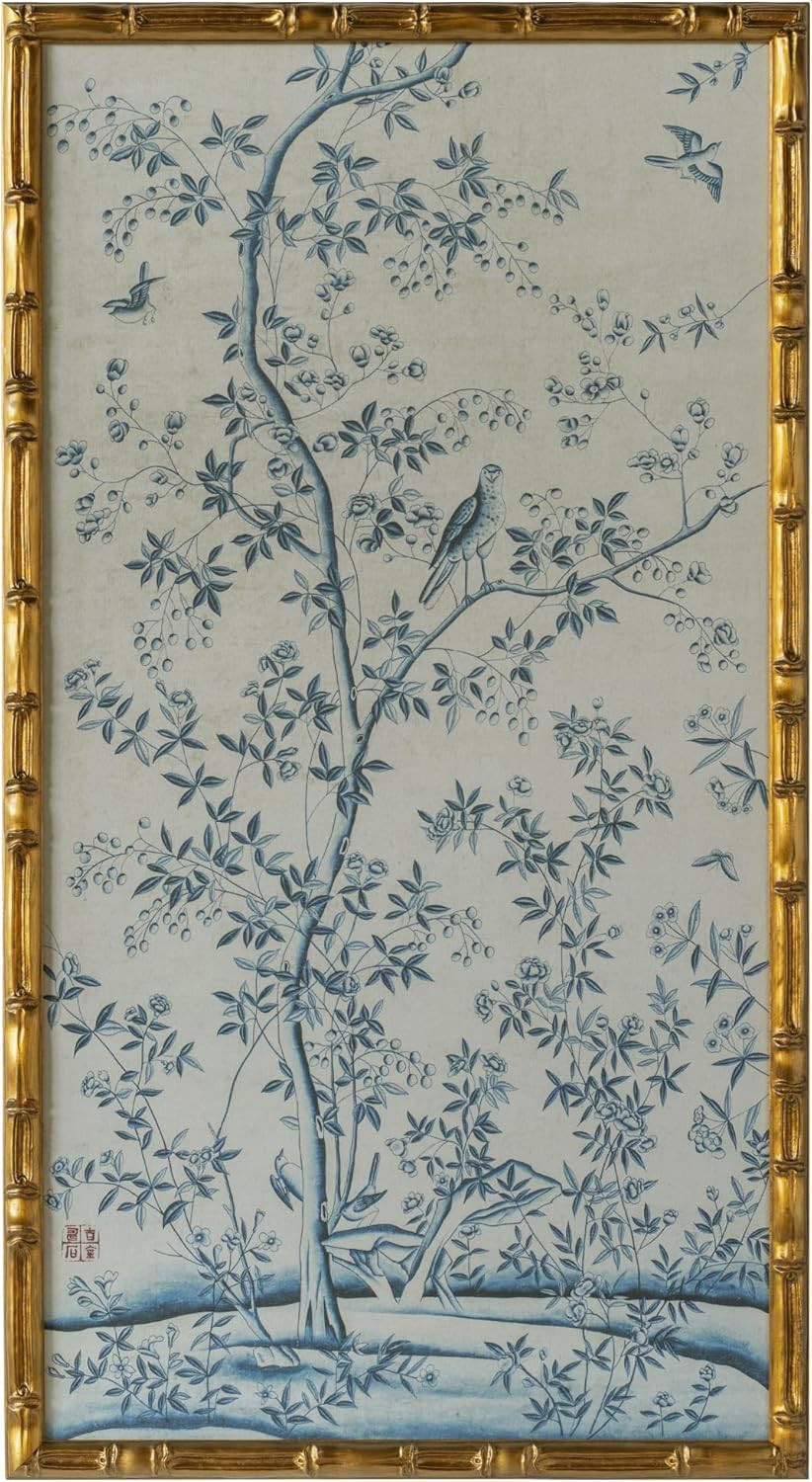 HongFengtang Chinese Rice Paper Print China Flower And Bird Bamboo Frame 19.5 X 35.8 Inches (B) | Amazon (US)