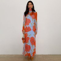 Women's Poppy Aria Mesh Dress in Blue, Size 24 by Never Fully Dressed | Never Fully Dressed US