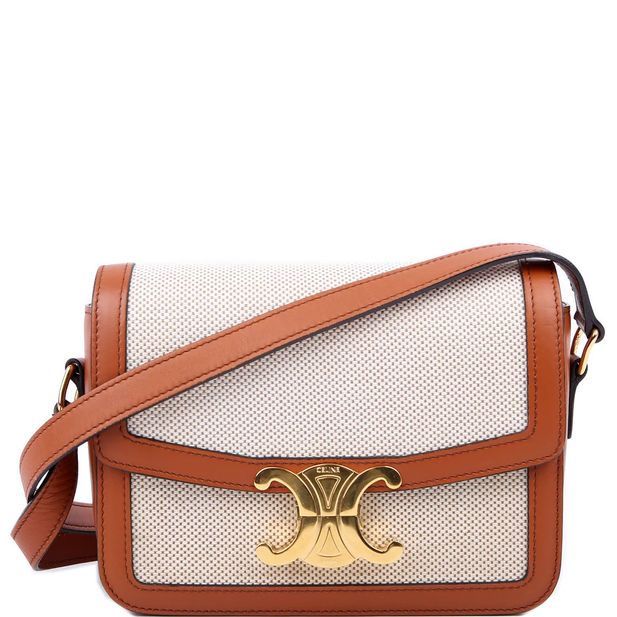 Teen Triomphe Bag Triomphe Canvas/Calfskin Brown | Keeks Designer Handbags