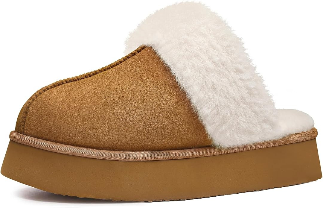 Litfun Womens Fuzzy Platform Slippers Fluffy Memory Foam Winter House Shoes for Indoor and Outdoo... | Amazon (US)