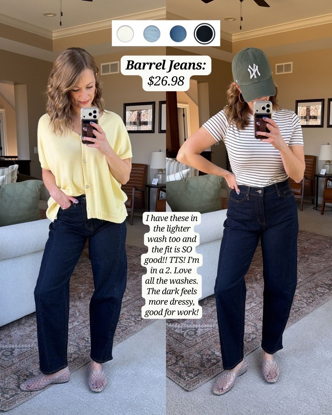 A great pair of barrel jeans from Walmart. I have these in the lighter wash too and the fit is so good! They are TTS, I am in 2.

#LTKOver40 #LTKgrwm #LTKPetite
