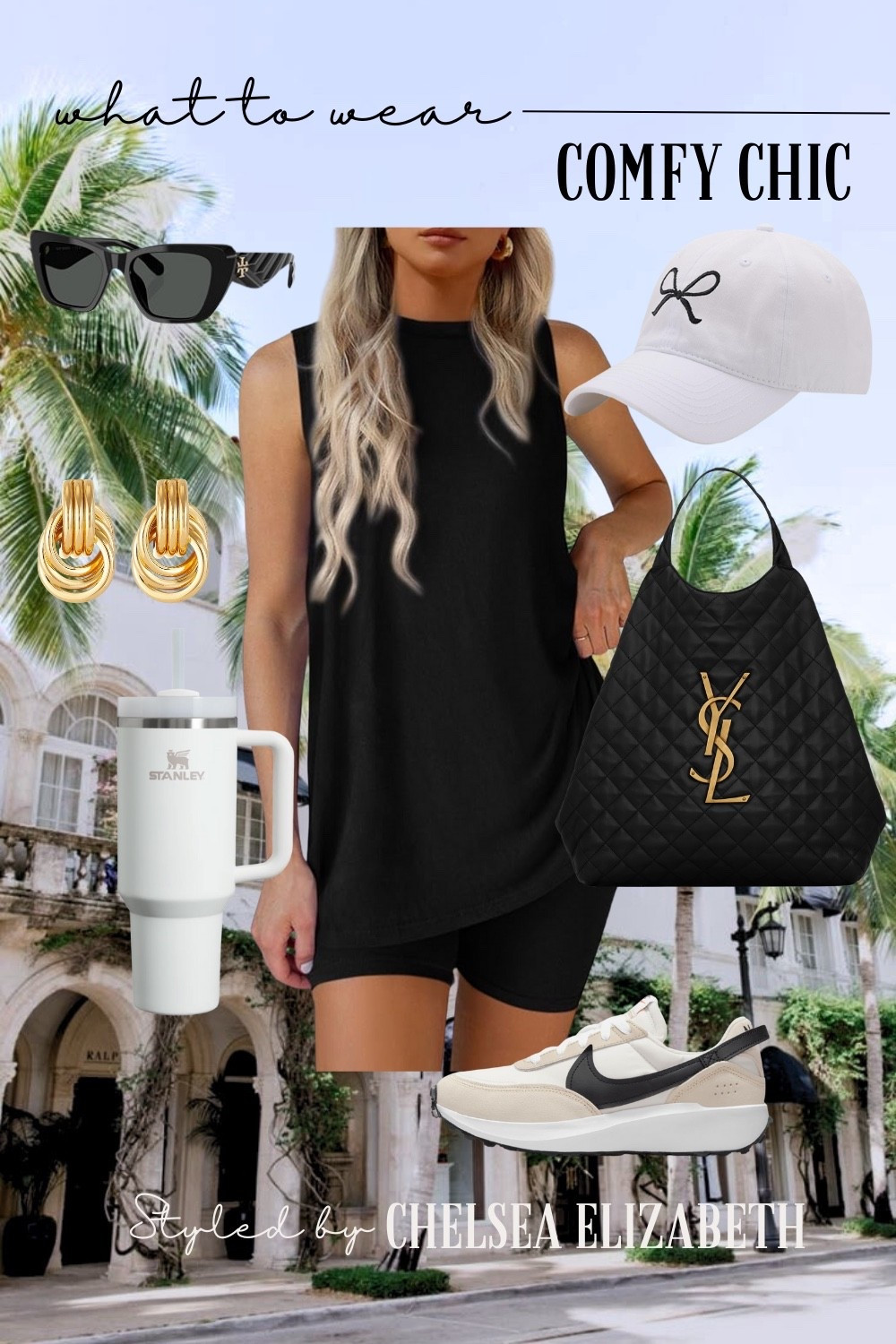 Comfy Chic - Amazon Outfit for every day!  ‼️Go to my IG - classicchelseaelizabeth link in bio for DHGATE LINKS  (No longer linkable on LTK) 💛  YSL BAG 
•••
Petite Style: Height 5’4, Weight 115, Bust 32DDD
Amazon Black Matching Set - Small
Nike Shoes - 8 
DHGate YSL Bag | DHGate Saint Laurent Bag 
Amazon Baseball Cap 
Stanley Tumbler 
Tory Burch Sunglasses 
Amazon Gold Earrings 
•••
Everyday Outfits | Cute Outfits | Casual Chic  | Casual Outfits | Weekend Outfits | Errands Outfit | Coffee Run Outfit | Shopping Outfit | Comfy Outfits |  Comfy Sets | Comfy Chic | Monochromatic Outfit | Baseball Hat Outfit | Matching Set Outfit | Matching Sets | Matching Set Amazon | Matching Set Women | Matching Set Summer | Matching Set Fall | Matching Short Set | 2 Piece Outfits | 2 Piece Sets | 2 Piece Sets Summer | 2 Piece Sets Fall | 2 Piece Short Set | Two Piece Set | Two Piece Outfits | Two Piece Set Amazon | Two Piece Set Summer | Two Piece Fall | Two Piece Short Set | Lounge | Lounge Set | Lounge Wearing | Lounge Wear | Lounge Sets Amazon | Amazon Loungewear | Loungewear Set | Lounge Outfits | Lounge Shorts | Matching Lounge Sets | 2 Piece Lounge Set | Sneaker Outfit | Sporty Outfit | School Drop Off Outfit | Athleisure Outfits | Athleisure Outfits Amazon | Athleisure Outfits for Errands | Athleisure Summer | Athleisure Fall | Theme Park Outfit | Travel Outfit | Travel Outfit Amazon | Airport | Airport Looks | Airport Style | Airport Travel | Airport Fashion | Airport Outfit Amazon | Airport Travel Outfit Amazon | Amazon Airport Outfits |  Airplane Outfit | Airplane Travel Outfit | Plane Outfit | Comfy Travel Wear | old money looks | old money aesthetic | old money fashion | old money style | old money outfits | old money style women | neutral outfit | neutral style | classic style | classic outfits | chic outfits | chic style | casual chic | quiet luxury | minimalist | minimalist fashion | capsule wardrobe | petite outfits |

#LTKOver40 #LTKFindsUnder50 #LTKActive #LTKShoeCrush #LTKItBag #LTKTravel #LTKStyleTip #LTKPetite #LTKFindsUnder100 #LTKSeasonal