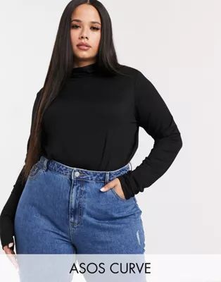 ASOS DESIGN Curve ultimate turtle neck long sleeve top in black | ASOS (Global)