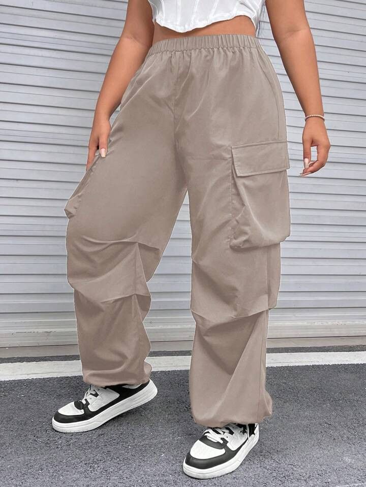 SHEIN EZwear Plus Flap Pocket Side Cargo Pants | SHEIN
