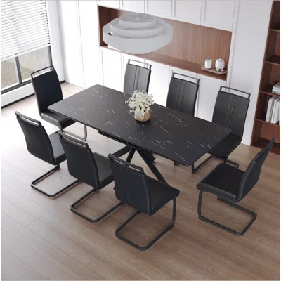 78.15" dining Table Set for 6-8 Person for Dining Room,C-shaped Tube Soft padded armless dining chair and Very Dining Room Table Kitchen Table Chair S | Wayfair North America