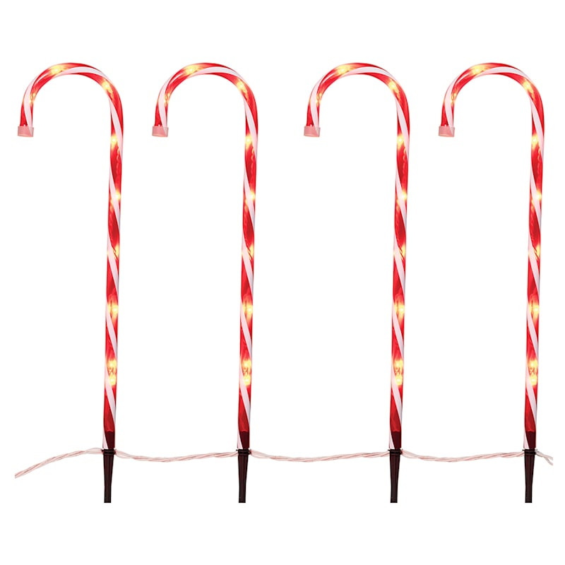 6-Count Pre-Lit Candy Canes with 54 Lights, 24" | At Home