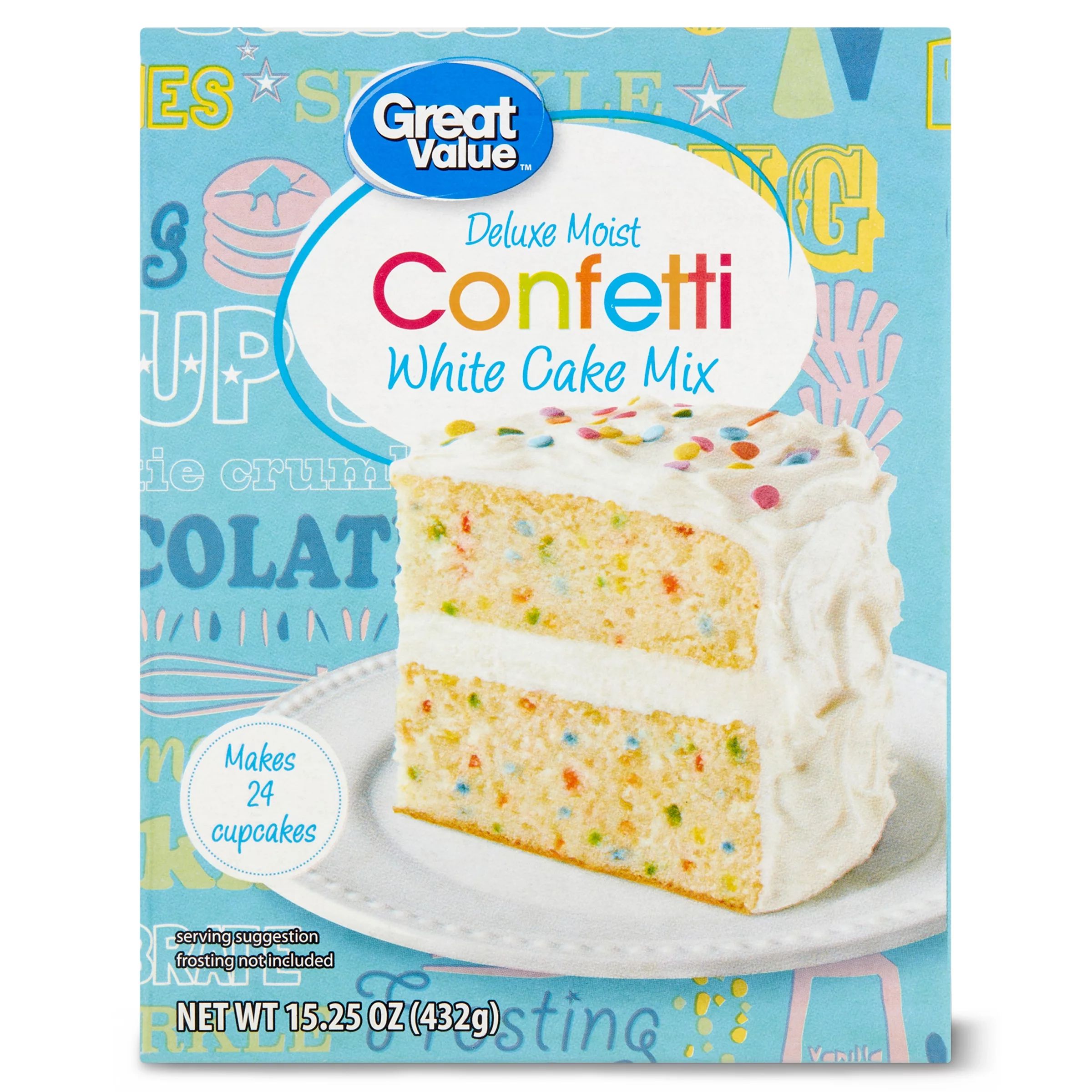Great Value Deluxe Moist Confetti White Cake Mix 15.25 oz Box - Walmart.com | Walmart (US)