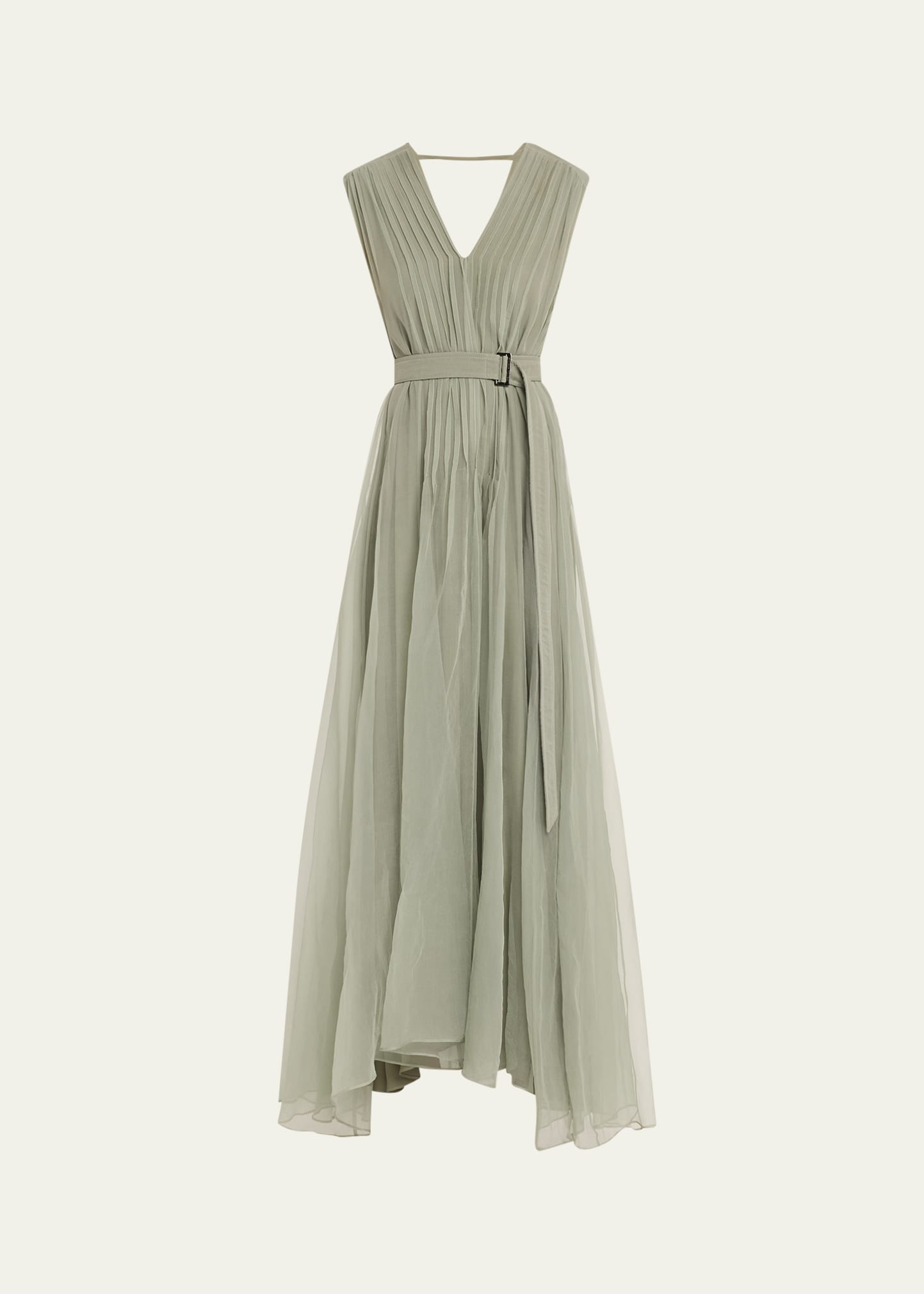 Brunello Cucinelli Crispy Silk Organza Belted Volume Dress | Bergdorf Goodman