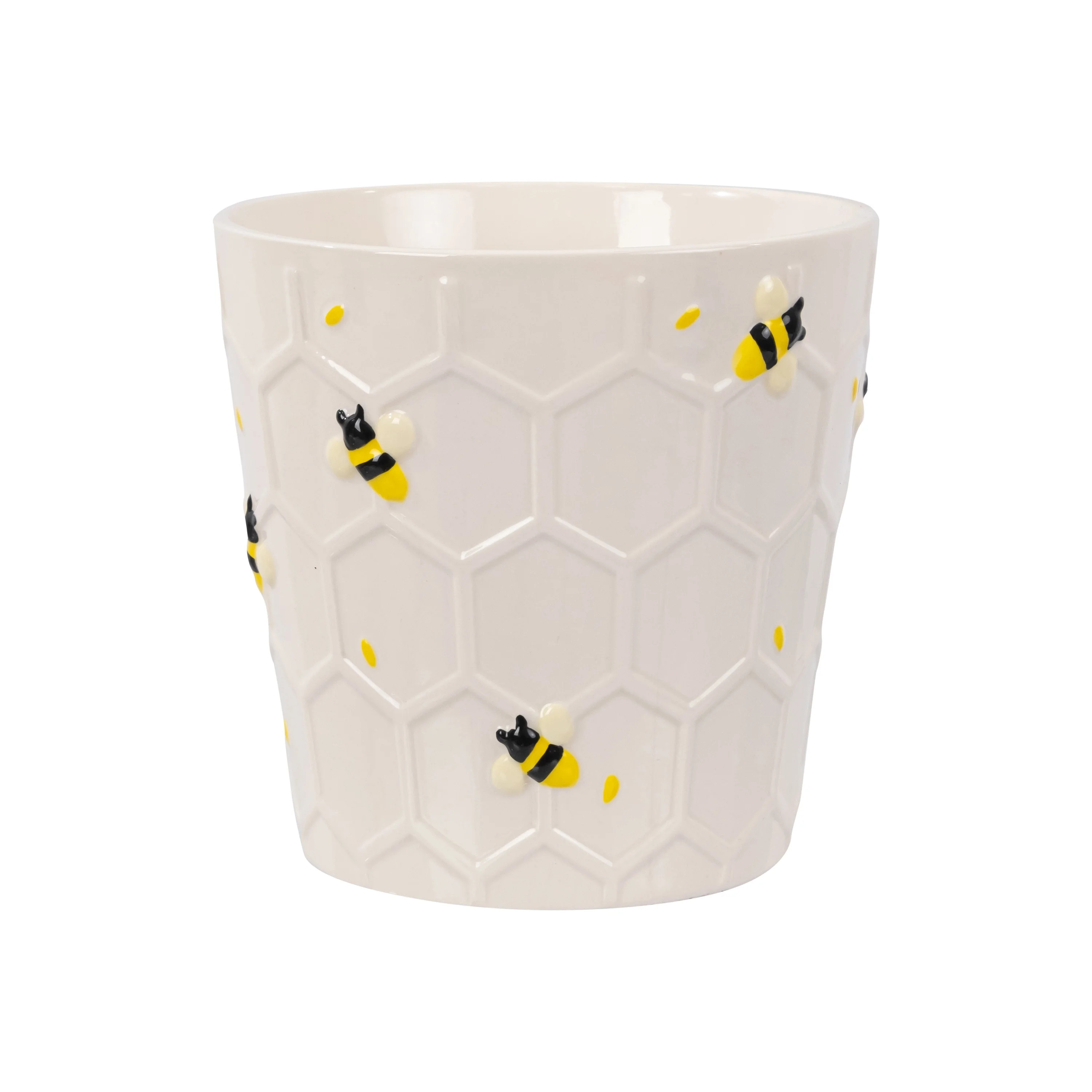 Mainstays 6.25" x 6.25" x 6" Round Cream Ceramic Bee Planter | Walmart (US)