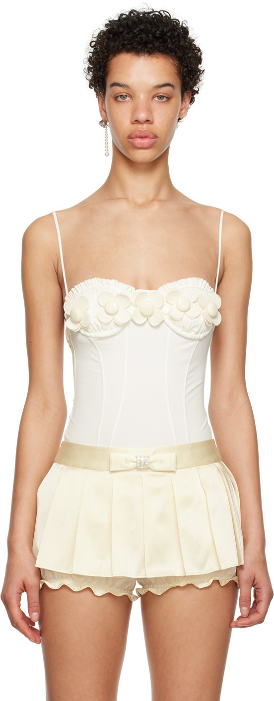SHUSHU/TONG White Appliqué Bodysuit | SSENSE