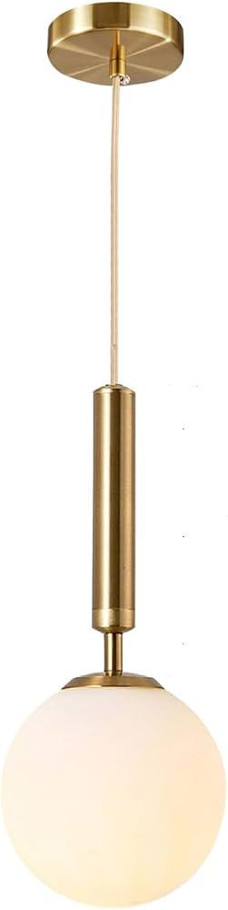 KCO Brushed Brass Gold 7.9\u201d Milk Glass Globe Pendant Lights Kitchen Island | Amazon (US)