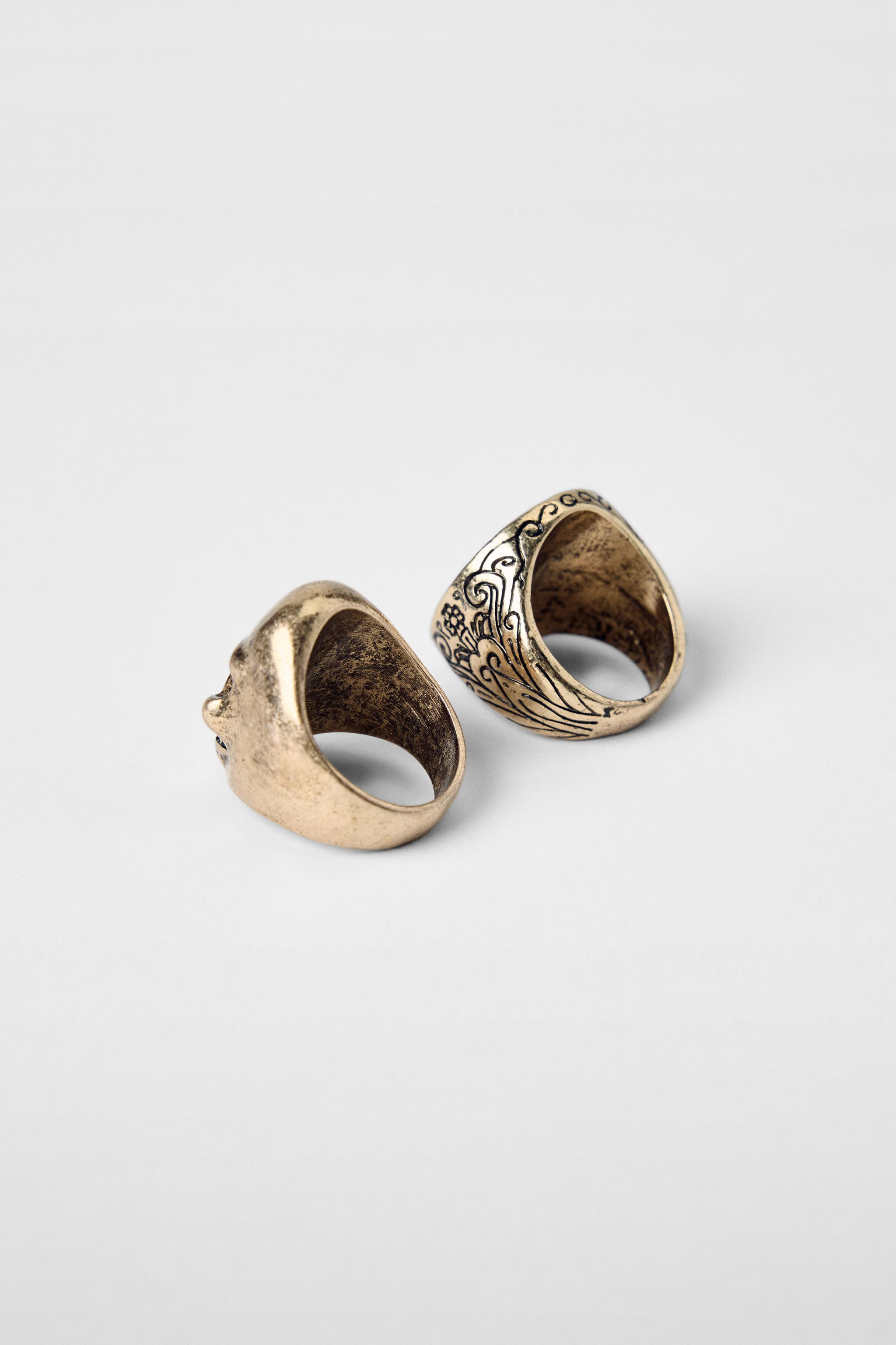 2-PACK OF SKULL-HEWN RINGS KATE MOSS X ZARA | Zara US