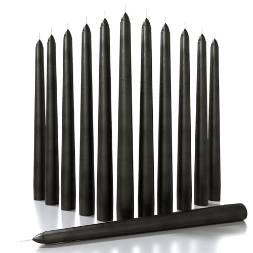 CANDWAX 12 inch Taper Candles Set of 12 - Dripless and Smokeless Candle Unscented - Slow Burning Black Tapered Candle Sticks Ideal for Halloween - Black Candles | Amazon (US)