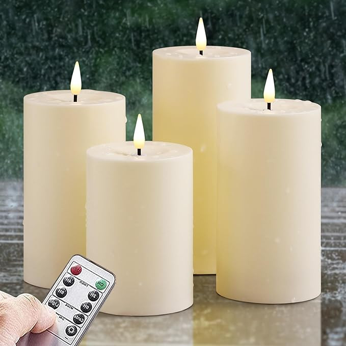 2.8” x 3.8” 4.8” 4.8” 5.8” Flameless LED Waterproof Remote Pillar Candles, Timer Batter... | Amazon (US)