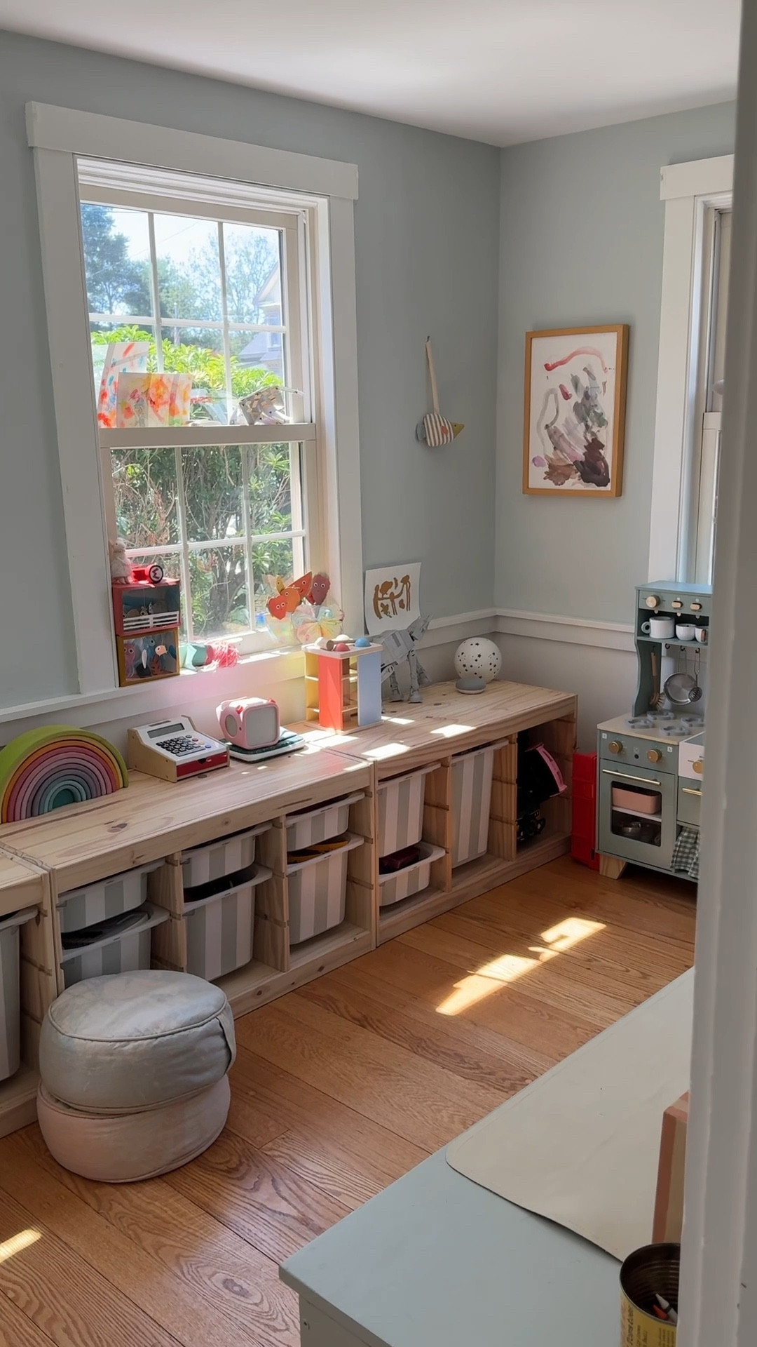 our playroom — slowly but surely! looking cuter already with these striped trofast decals 

#LTKFamily #LTKHome