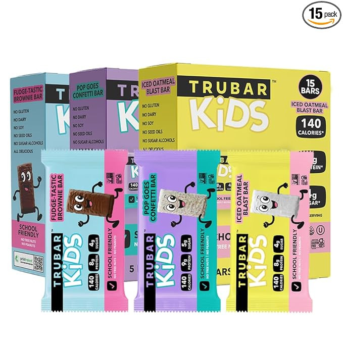 TRUBAR Kids Protein Bars, Snack Pack Variety Box, Plant Based Protein, Gluten Free School-Friendl... | Amazon (US)