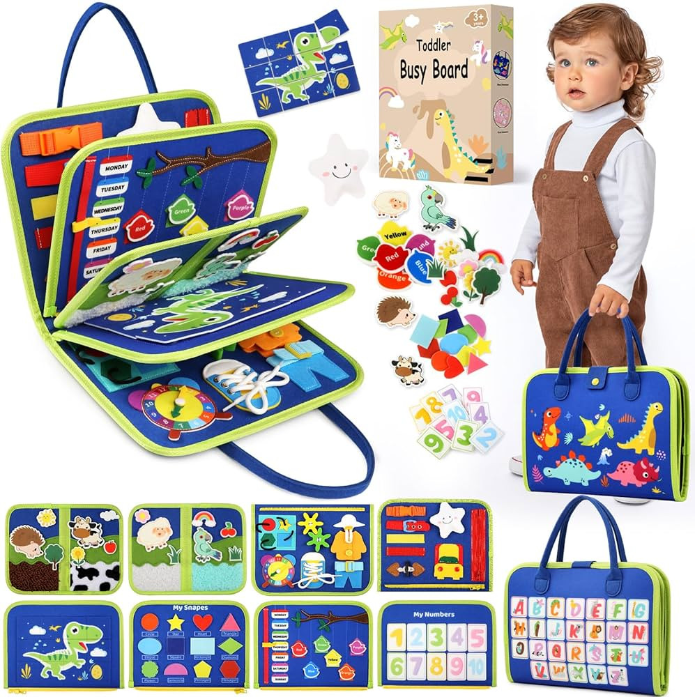 ACRABROS Toddler Sensory Busy Board: Baby Travel Toy - Activity Book for Boys - Motor Skill Birth... | Amazon (US)