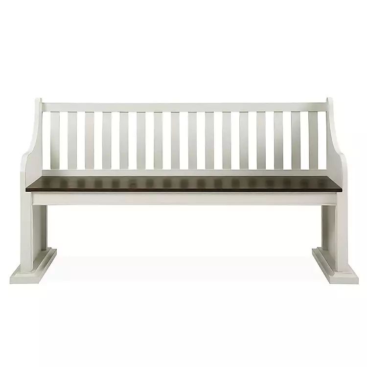 Two-Tone Dark Oak and Ivory High Back Wooden Bench | Kirkland's Home