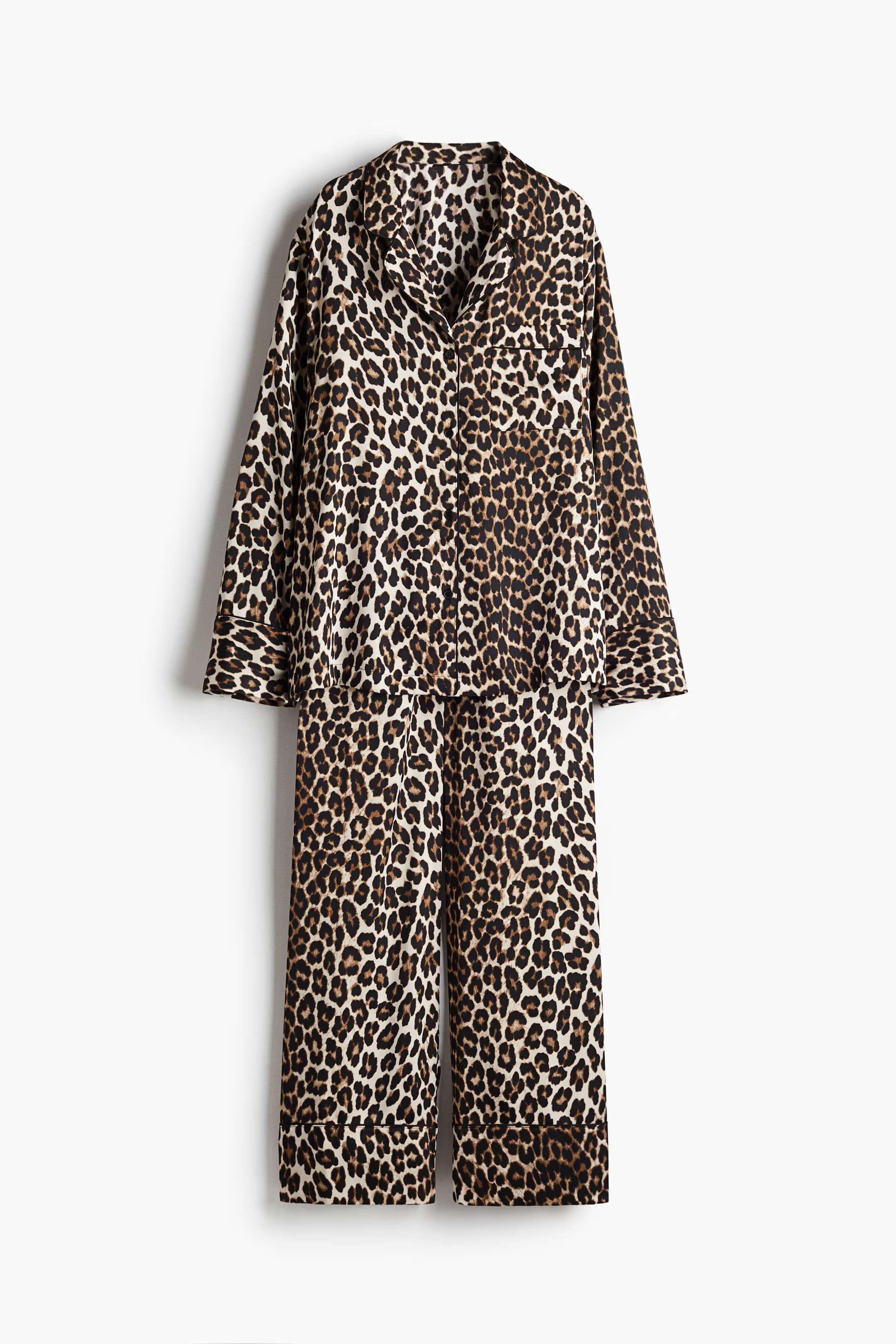 Satin Pajamas - Beige/leopard print - Ladies | H&M CA | H&M (US + CA)
