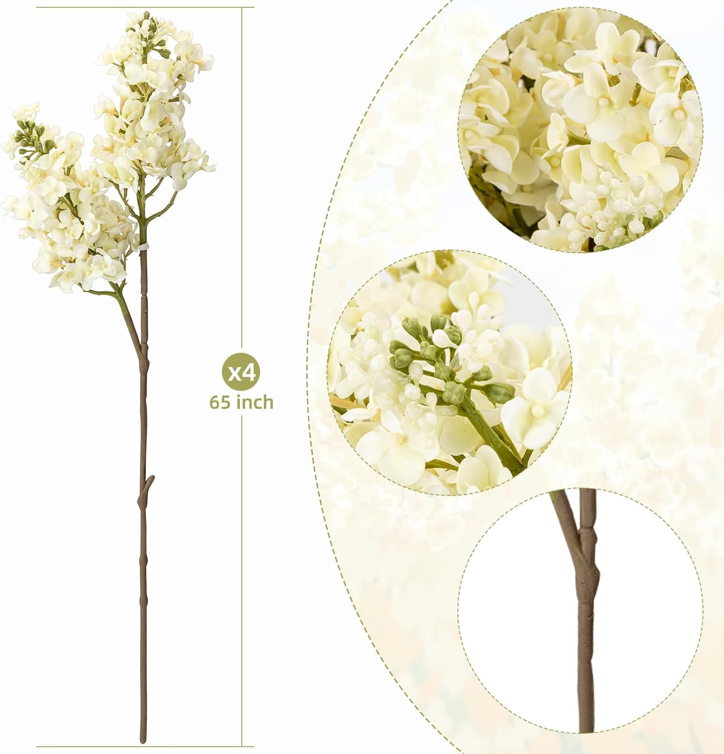 4PCS 25.6inch Lilac Artificial Flowers White Fake Delphinium Long Stem Silk Real Touch Flower Fau... | Amazon (US)