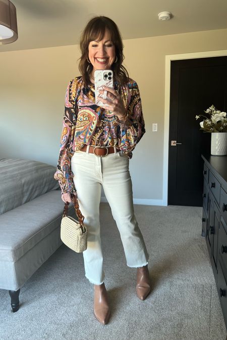 My outfit for a casual dinner out! Still temperatures in the 50’s over here so I’m wearing light colored booties for spring! 

Mango, Clare V, Sezane, brown belt, Sanctuary blouse, Off white jeans, Miranda Frye jewelry, date night outfit, elevated casual outfit , Frankie 4 boots

#LTKworkwear #LTKstyletip #LTKover40