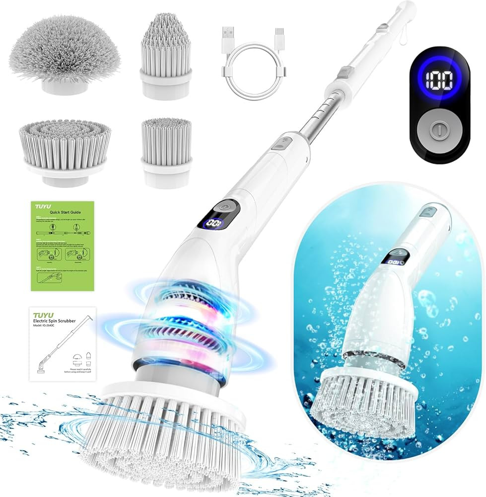 Electric Spin Scrubber, 2024 Full-Body IPX7 Waterproof Bathroom Scrubbe with Power LCD Display, A... | Amazon (US)