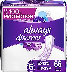 Always Discreet, Incontinence & Postpartum Pads For Women, Extra Heavy Overnight Absorbency, Regu... | Amazon (US)