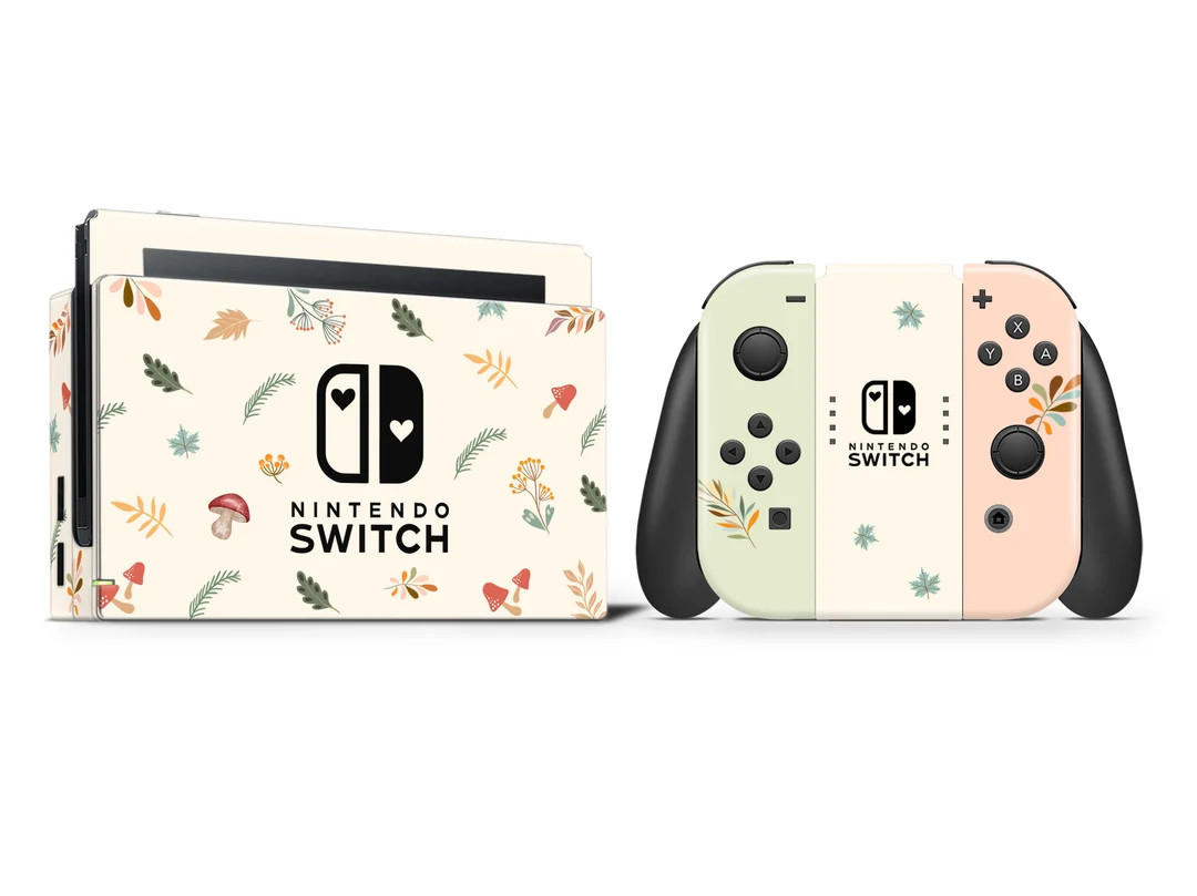 Simple Leaves Mushrooms Vinyl Skin 3M Premium Vinyl Full Wrap for Nintendo Switch/oled - Etsy | Etsy (US)