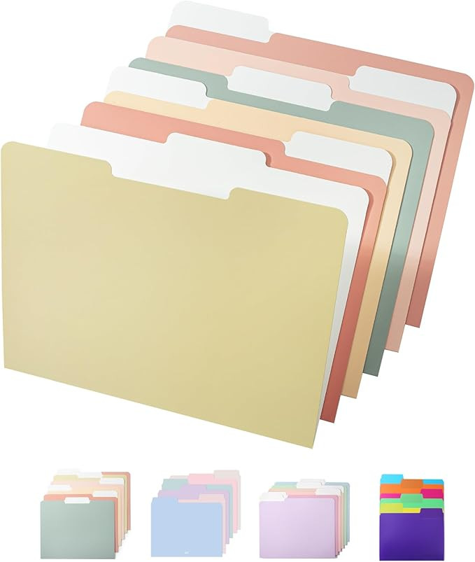Mr. Pen File Folders - 18 Pack with Vintage Colors and 1/3-Cut Tabs - Letter Size, Colored Office... | Amazon (US)