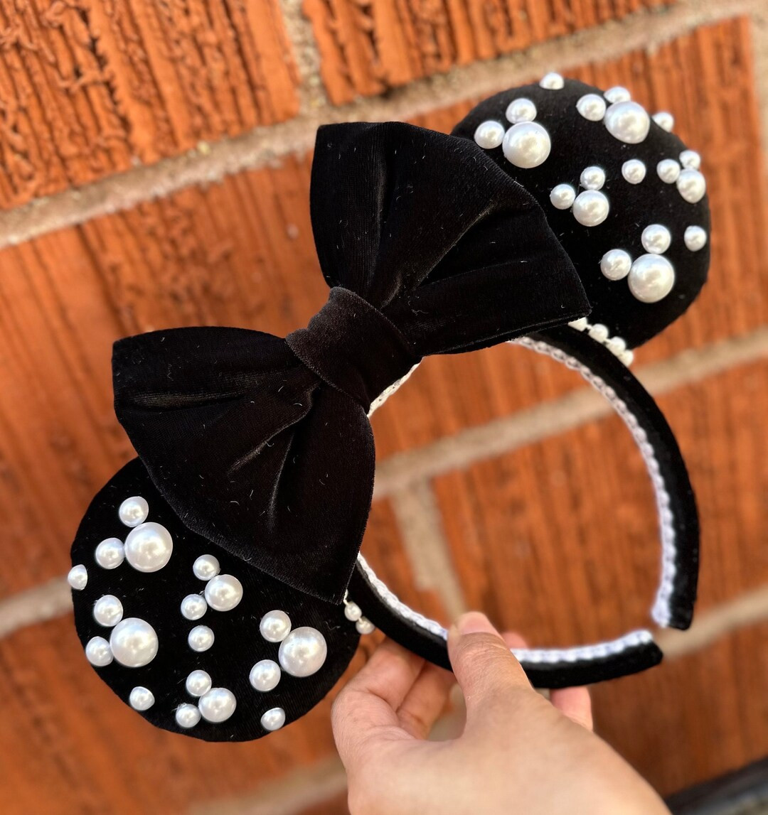 Black Velvet Pearl Minnie Ears | Etsy (US)