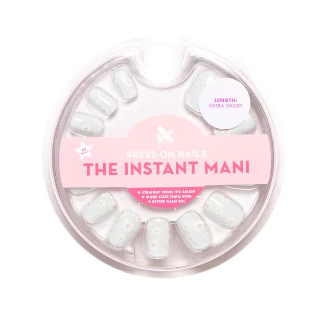 Olive & June Instant Mani Squoval Extra Short Press-On Nails, Blue Flower Shower, 42 Pieces | Walmart (US)