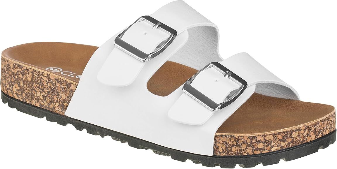 CLOVERLAY Comfort Low Easy Slip On Sandal – Casual Cork Footbed Platform Sandal Flat – Trendy... | Amazon (US)
