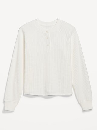 Thermal-Knit Raglan-Sleeve Henley T-Shirt for Women | Old Navy (US)